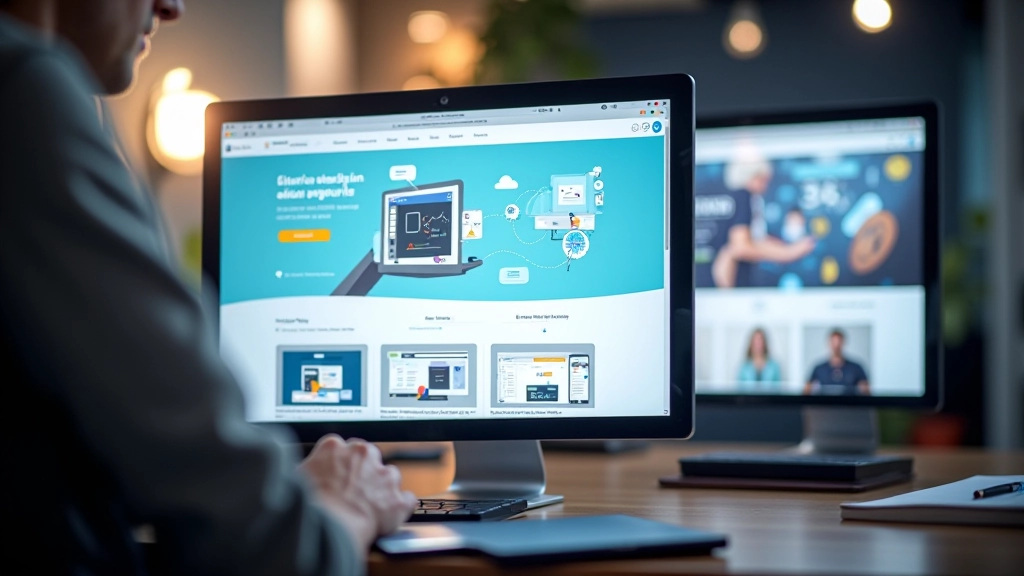 Collection de différents types de produits numériques : ebook, template, formation vidéo, logiciel, affichés sur écran