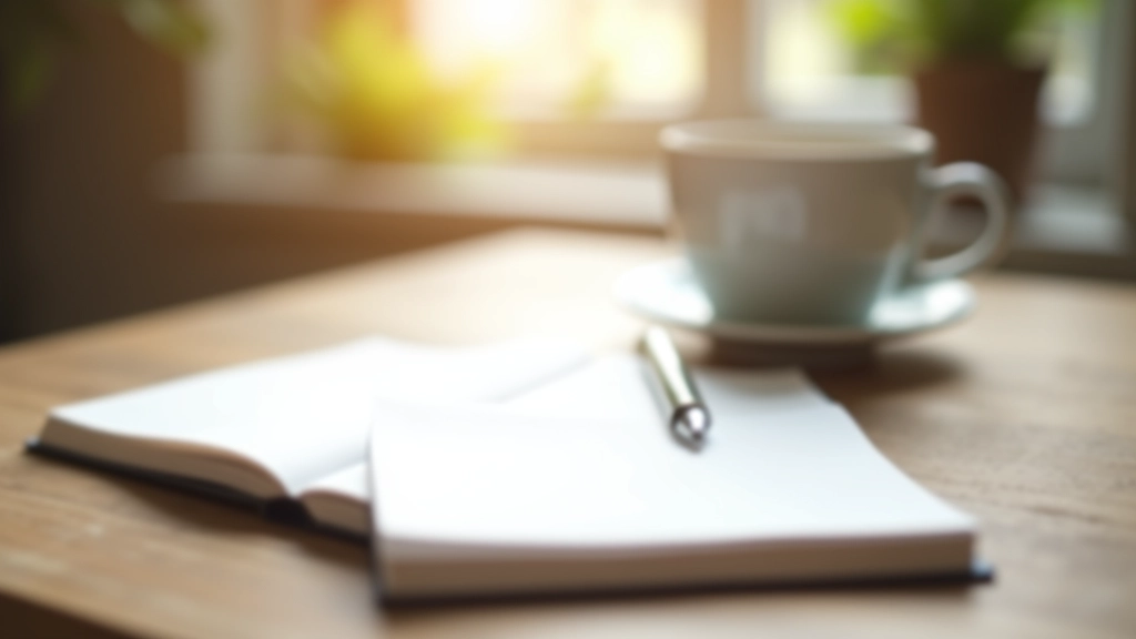 Carnet de notes avec stylo et tasse de café sur un bureau